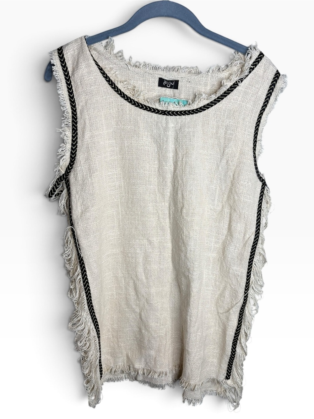 Mishu renaissance Women’s Cream Fringe desert tank Black Trim medium NWT